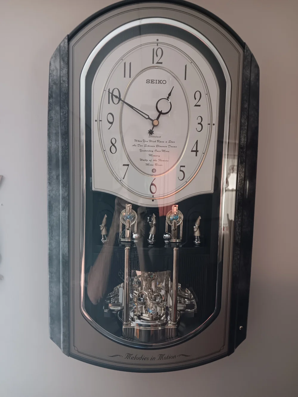 Seiko Silver-Tone Pendulum Wall Clock with White Dial